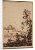 Landscape with Small Group of Buildings, second half 1700s by Guercino (imitator of)