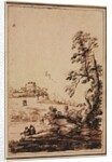 Landscape with Small Group of Buildings, second half 1700s by Guercino (imitator of)