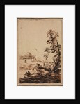 Landscape with Small Group of Buildings, second half 1700s by Guercino (imitator of)