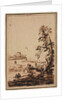 Landscape with Small Group of Buildings, second half 1700s by Guercino (imitator of)
