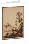 Landscape with Small Group of Buildings, second half 1700s by Guercino (imitator of)