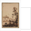 Landscape with Small Group of Buildings, second half 1700s by Guercino (imitator of)
