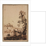 Landscape with Small Group of Buildings, second half 1700s by Guercino (imitator of)