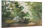 Landscape with Wooded Stream and Boulder, c. 1880s by William Allen Wall