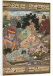 Layla and Majnun in the wilderness with animals, from a Khamsa…, c. 1590-1600 by Sanwalah (attributed to)
