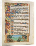 Leaf from a Book of Hours: Ape Hunting Wild Boars and Ape Fishing, c. 1500-1510 by Unknown