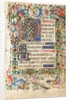 Leaf from a Book of Hours: Decorated Initial D[eus] with Foliated Border…, 1430s by Master of Guillebert de Mets; Workshop