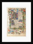 Leaf from a Book of Hours: Decorated Initial D[eus] with Foliated Border…, 1430s by Master of Guillebert de Mets; Workshop