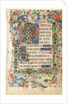 Leaf from a Book of Hours: Decorated Initial D[eus] with Foliated Border…, 1430s by Master of Guillebert de Mets; Workshop