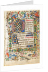 Leaf from a Book of Hours: Decorated Initial D[eus] with Foliated Border…, 1430s by Master of Guillebert de Mets; Workshop