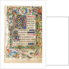 Leaf from a Book of Hours: Decorated Initial D[eus] with Foliated Border…, 1430s by Master of Guillebert de Mets; Workshop