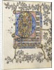 Leaf from a Book of Hours: Initial D, c. 1400 by Unknown