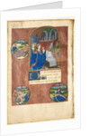Leaf from a Book of Hours: Presentation in the Temple with Roundels of the Casting of Lots…, c1460 by Master of Adélaïde de Savoie (follower of)