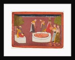 Madhava plays his vina before five women drawing water from a well, from a Madhavanala…, c. 1700 by Unknown