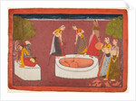 Madhava plays his vina before five women drawing water from a well, from a Madhavanala…, c. 1700 by Unknown