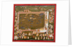 Maharaja Sangram Singh and his court observe a fight between tigers and boars at Sadri, c. 1720 by Unknown