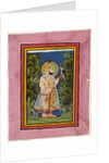 Maharana Jawan Singh in a forest holding a hawk, c. 1835 by Ghasi (possibly)