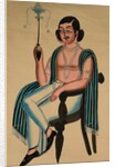 Man Seated in a European Chair Smoking a Margila Pipe, c. 1880 by Unknown
