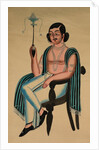 Man Seated in a European Chair Smoking a Margila Pipe, c. 1880 by Unknown