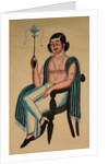 Man Seated in a European Chair Smoking a Margila Pipe, c. 1880 by Unknown