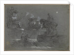 Monumental Sculpture in a Moonlit Park, c. 1842? by Giuseppe Bernardino Bison