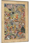 Mughal ruler Humayun defeating the Afghans before reconquering India, folio from an Akbar-nama (Book by Unknown