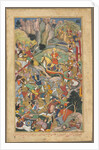 Mughal ruler Humayun defeating the Afghans before reconquering India, folio from an Akbar-nama (Book by Unknown