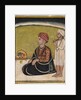 Noble seated on an outdoor parapet worshiping a shrine of Krishna fluting, c. 1800 by Unknown