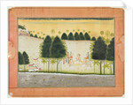 Page from a Bhagavata Purana: Nanda and the elders in council with the gopas, c. 1690-1700 by Unknown
