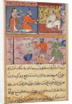 Page from Tales of a Parrot: Eighth night: The prince sent back to the place…, c. 1560 by Unknown
