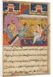 Page from Tales of a Parrot: Fifth night: The hunter offers the mother…, c. 1560 by Basavana