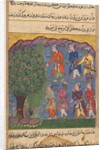 Page from Tales of a Parrot: Sixth night: Seven men disputing possession…, c. 1560 by Unknown