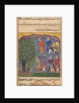 Page from Tales of a Parrot: Sixth night: Seven men disputing possession…, c. 1560 by Unknown