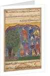 Page from Tales of a Parrot: Sixth night: Seven men disputing possession…, c. 1560 by Unknown