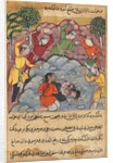 Page from Tales of a Parrot: The Raja?s daughter and her lover stoned…, c. 1560 by Unknown