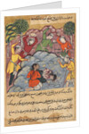 Page from Tales of a Parrot: The Raja?s daughter and her lover stoned…, c. 1560 by Unknown