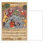 Page from Tales of a Parrot: The Raja?s daughter and her lover stoned…, c. 1560 by Unknown