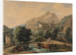 Paysage Italien: LAbbaye et Les Religieux, late 1800s-1900s by Jean-Victor Bertin