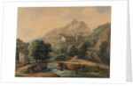 Paysage Italien: LAbbaye et Les Religieux, late 1800s-1900s by Jean-Victor Bertin