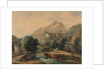 Paysage Italien: LAbbaye et Les Religieux, late 1800s-1900s by Jean-Victor Bertin