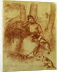 Peasant Girl with Dog, c. 1894 by Pierre-Auguste Renoir