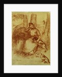 Peasant Girl with Dog, c. 1894 by Pierre-Auguste Renoir