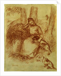 Peasant Girl with Dog, c. 1894 by Pierre-Auguste Renoir
