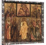 Portable Triptych Icon: Adoration of the Miracle-Working Icon of the Vladimir Mother of God,1600s by Unknown