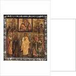 Portable Triptych Icon: Adoration of the Miracle-Working Icon of the Vladimir Mother of God,1600s by Unknown