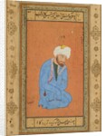 Portrait of a kneeling holy man, from the Prince Salim Album, c. 1556-60; border c. 1602 by Mir Sayyid Ali (attributed to)