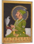 Posthumous portrait of the Mughal emperor Muhammad Shah holding a falcon, 1764 by Muhammad Rizavi Hindi
