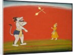 Pradyumna and Samvara fight with maces: Leaf from the 'Large Basohli Bhagavata Purana', c. 1760-1765 by Unknown