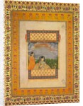 Princess and attendant in trompe l?oeil window, c. 1765 by Aqil Khan