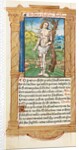 Printed Book of Hours: fol. 102v, St. Sebastian, 1510 by Guillaume Le Rouge